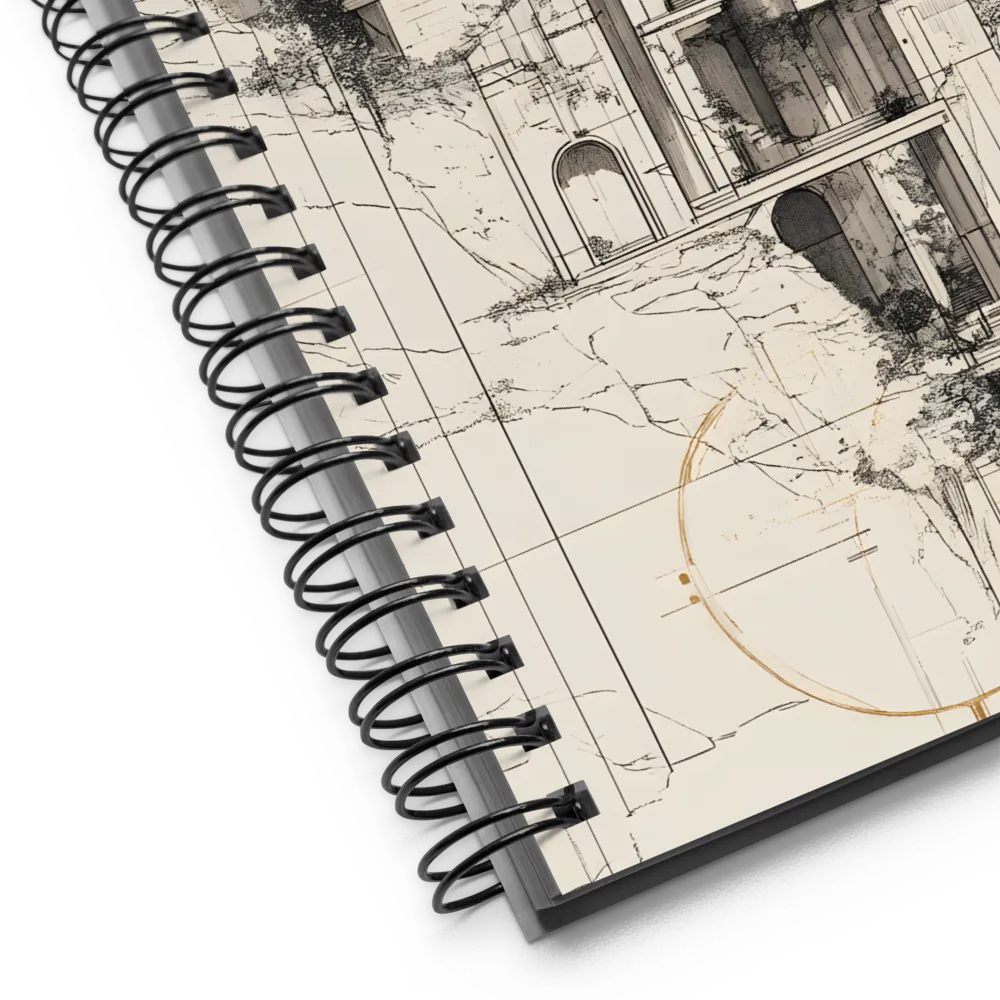 Cliffside Architecture Blueprint 
 Spiral Notebook | 140 pages