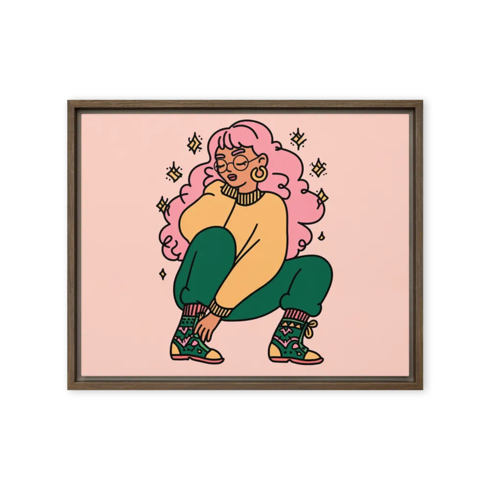 Cozy Squat 
 Poster with White Frame | 14″x 14″