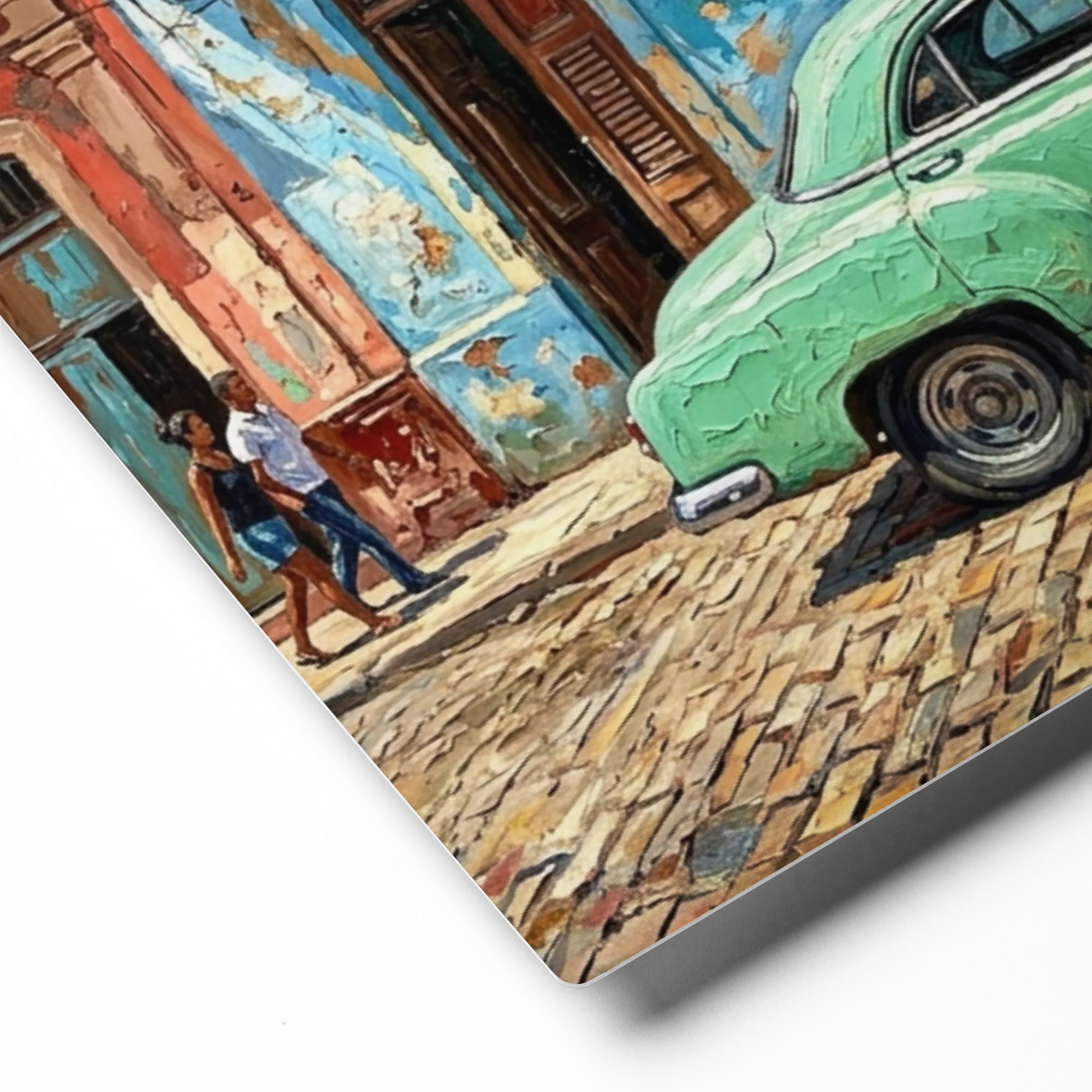 Cuban Street Colors 
 Canvas with White Frame