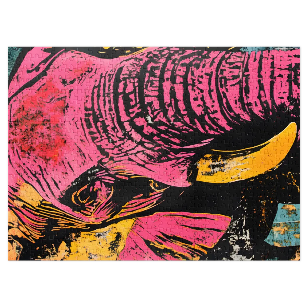 Retrato Vibrante de Elefante 
 Puzzle em caixa de metal