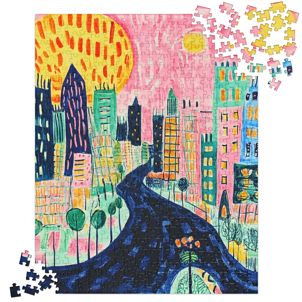Vibrant Cityscape Odyssey 
 Jigsaw Puzzle