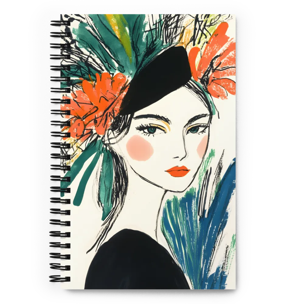 Floral Headdress Portrait 
 Spiral Notebook | 140 pages