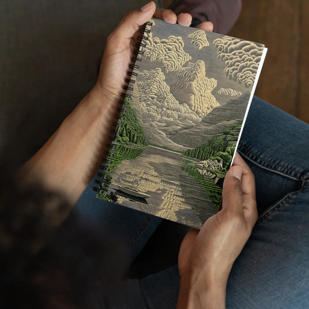 Serene Lake Engraving 
 Spiral Notebook | 140 pages