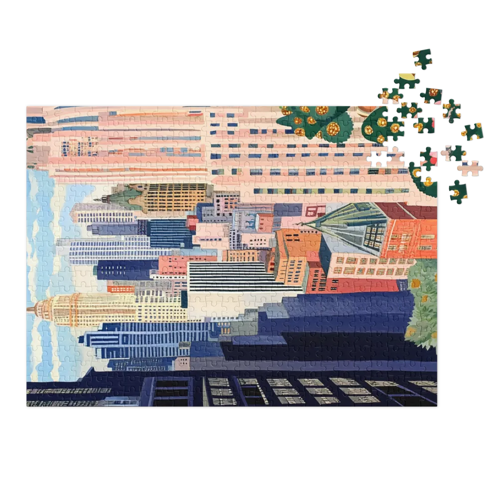 Art Deco New Yorker Skyline 
 Puzzle in Metalldose