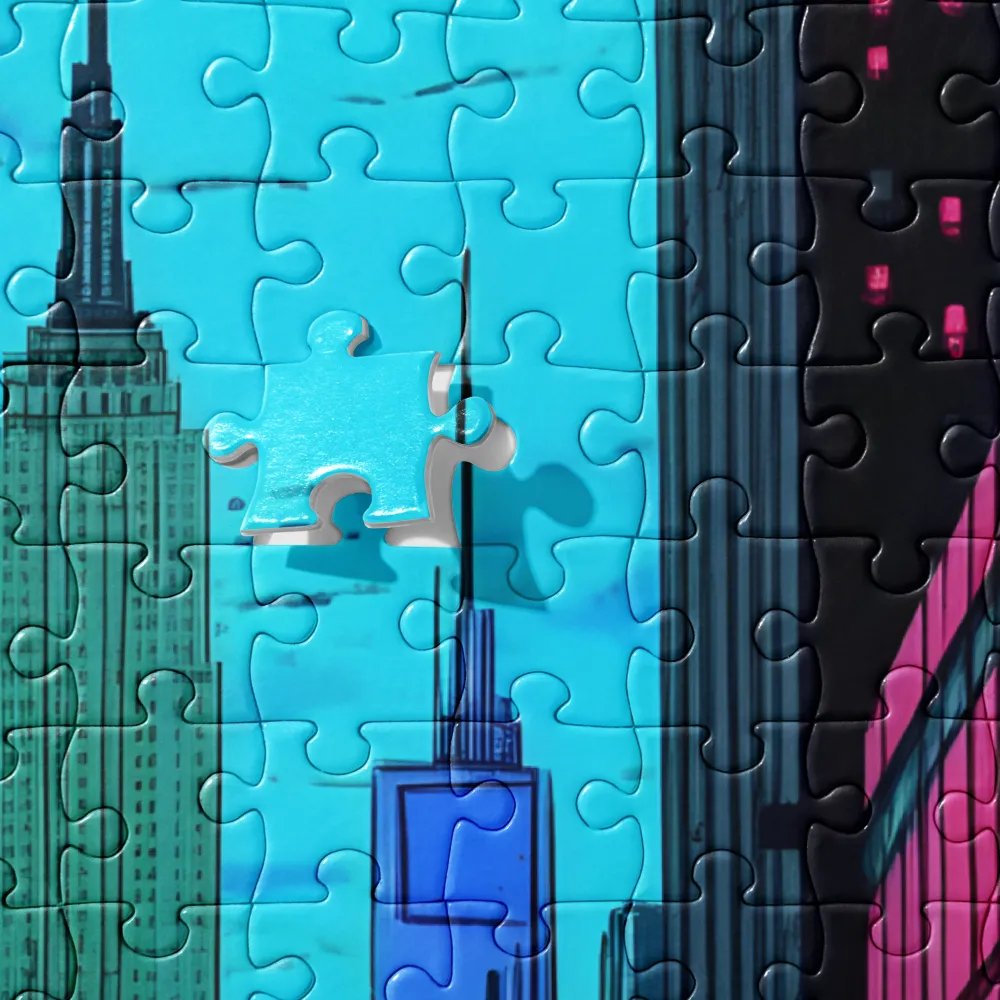 Cyberpunk Metropolis 
 Jigsaw Puzzle in Tin Box