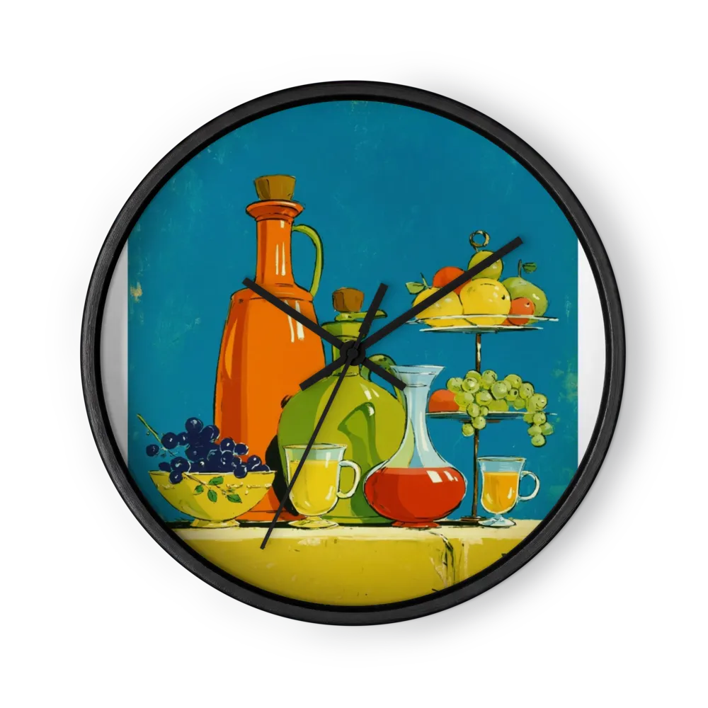 Teal and Lemon Storybook Scenes — Bottles, Fruit And Towers