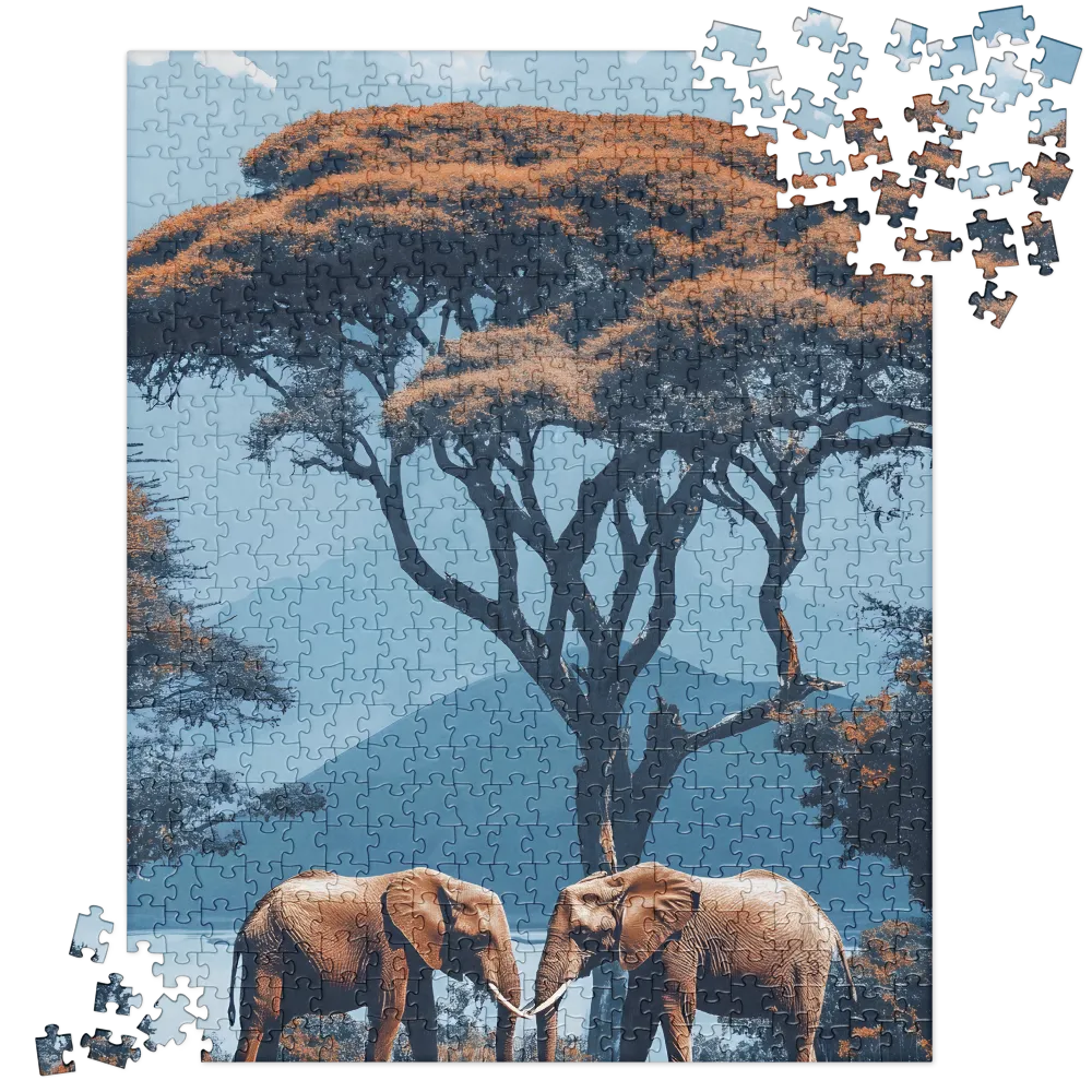 Elephants of the Savanna 
 Jigsaw Puzzle in Tin Box