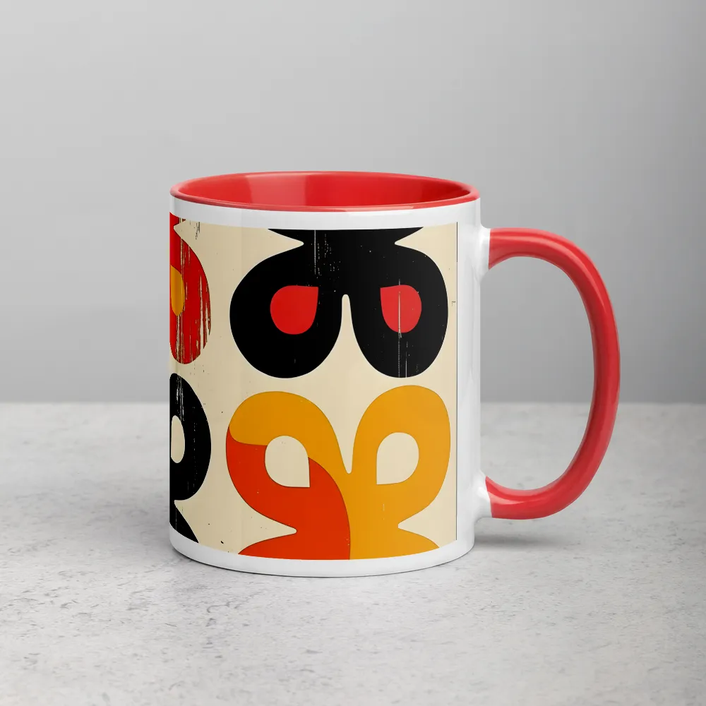 Abstract Clover Grid 
 Mug with Red inside