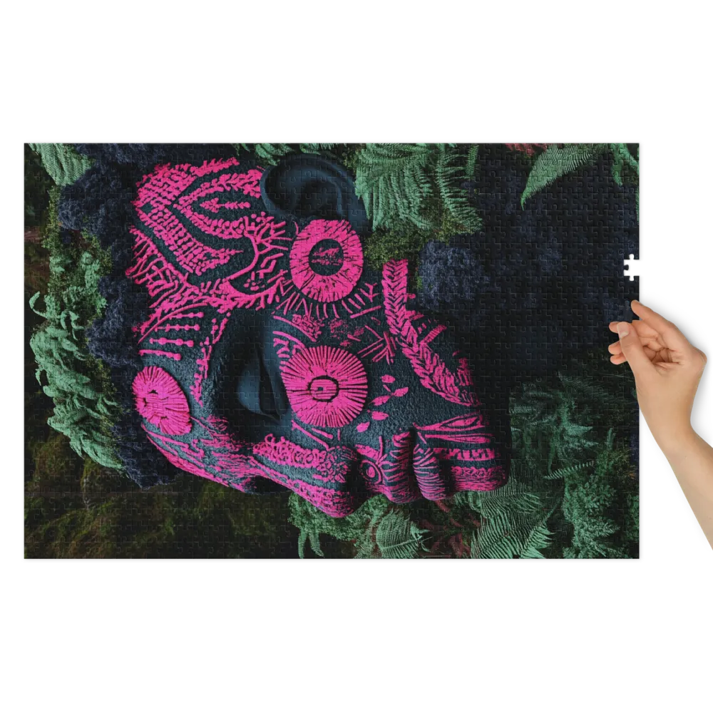 Surreal Pink Patterned Face in Nature | Jigsaw Puzzle (252/520 pieces)