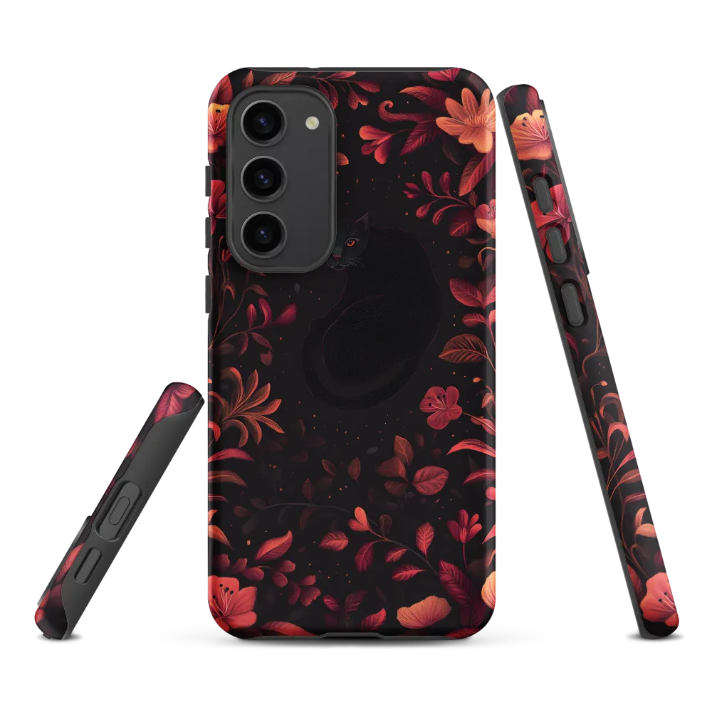 Black Cat Surrounded by Flowers | Phone Case