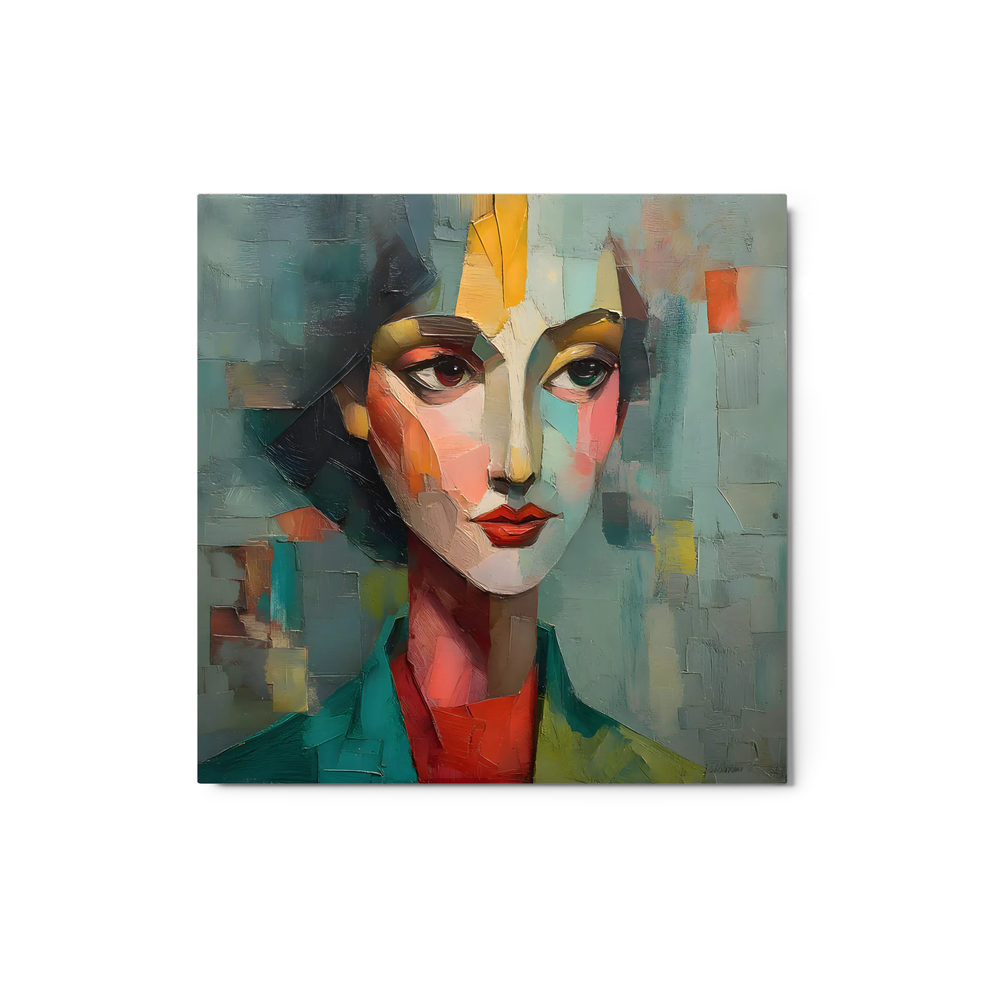 Ritratto cubista turchese