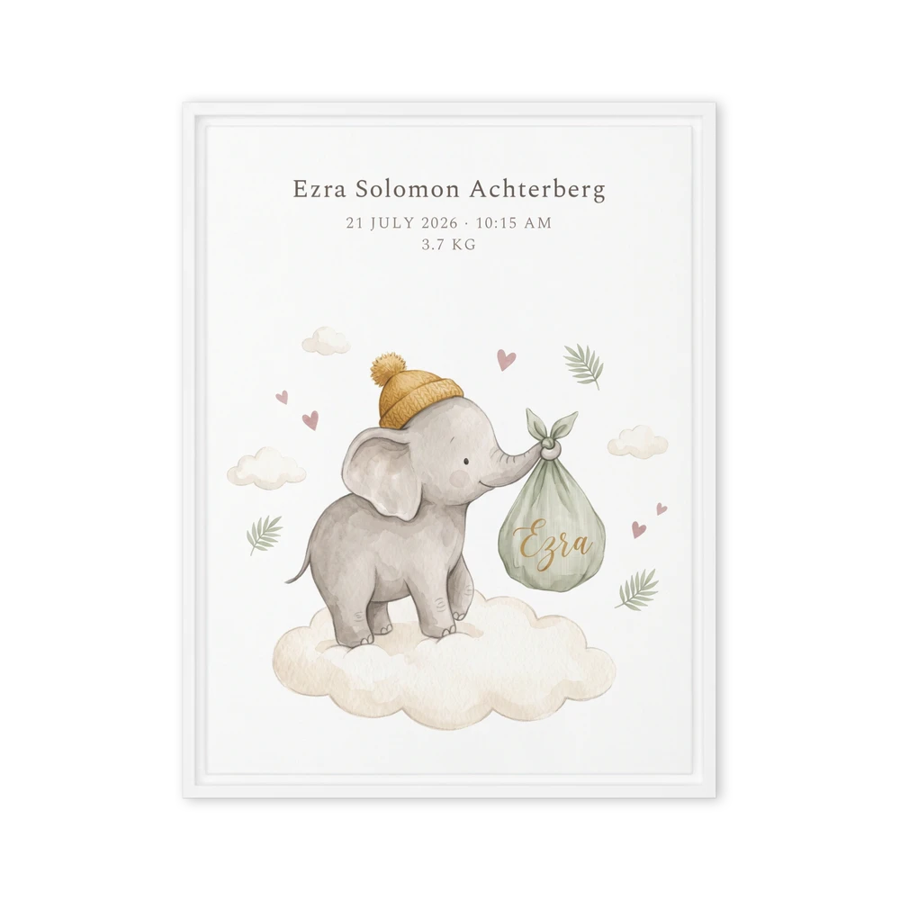 Nursery Name Art — Elephant Delivery