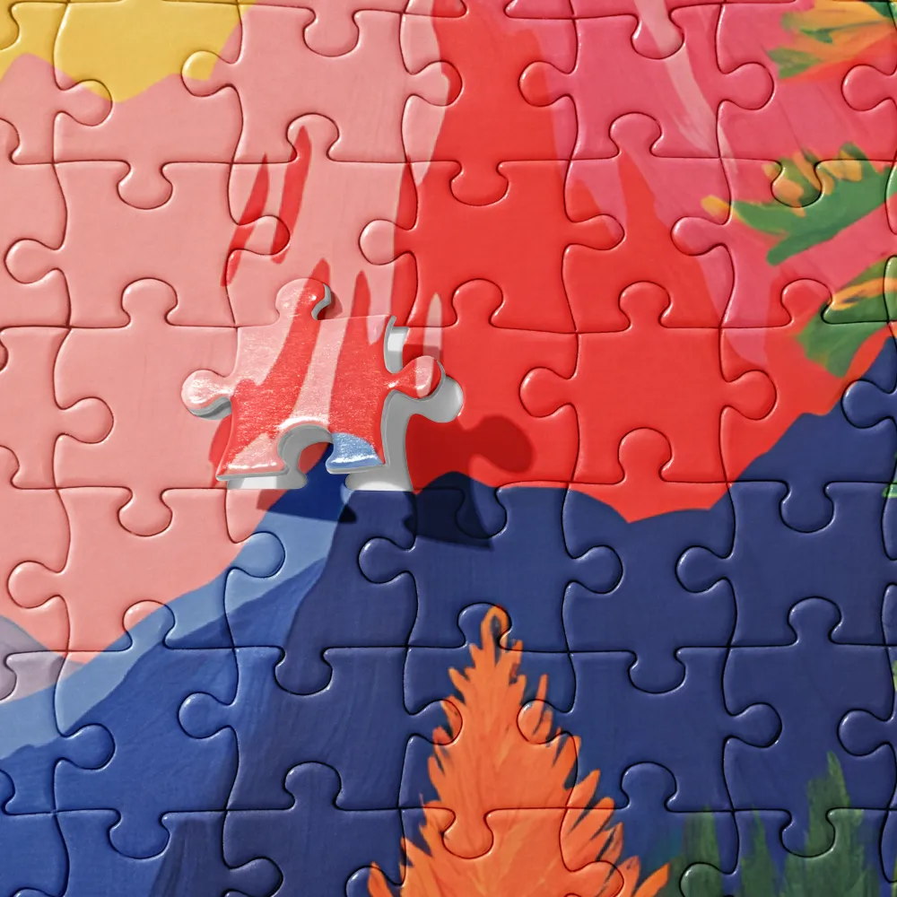 Vibrant Mountain Lake 
 Jigsaw Puzzle