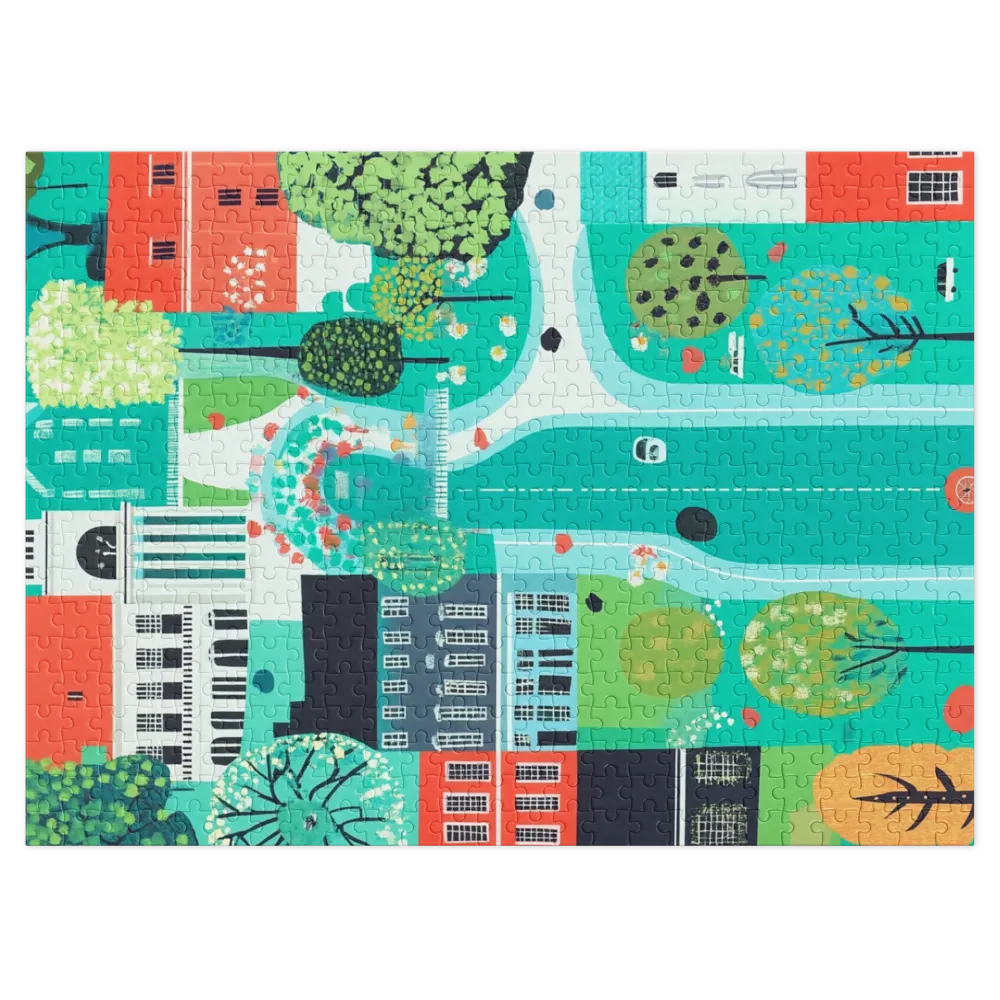 Colorful Cityscape Digital Illustration | Jigsaw Puzzle (252/520 pieces)