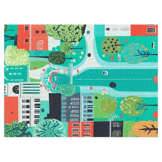 Colorful Cityscape Digital Illustration | Jigsaw Puzzle (252/520 pieces)