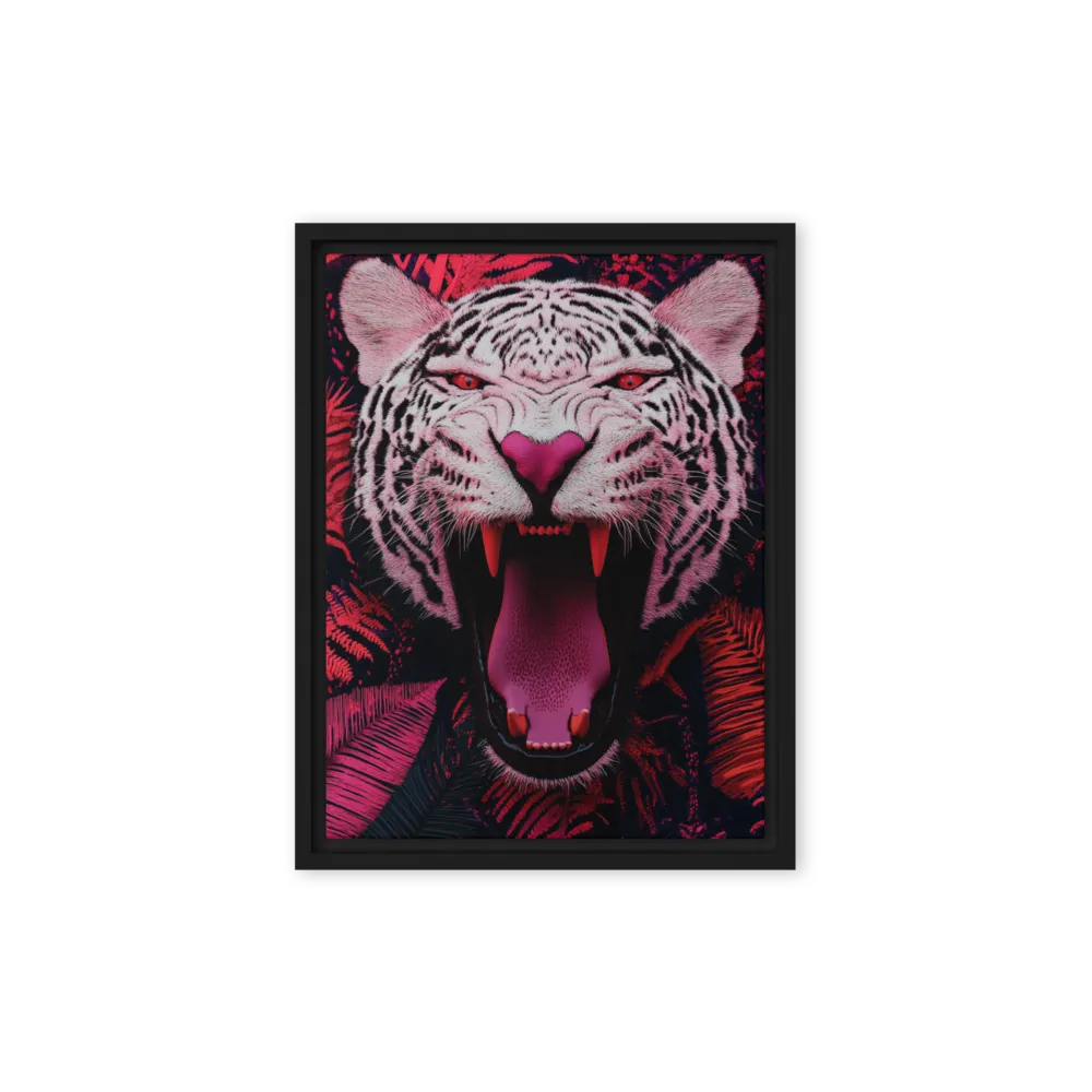Neon Jungle Roar 
 Canvas with Brown Frame
