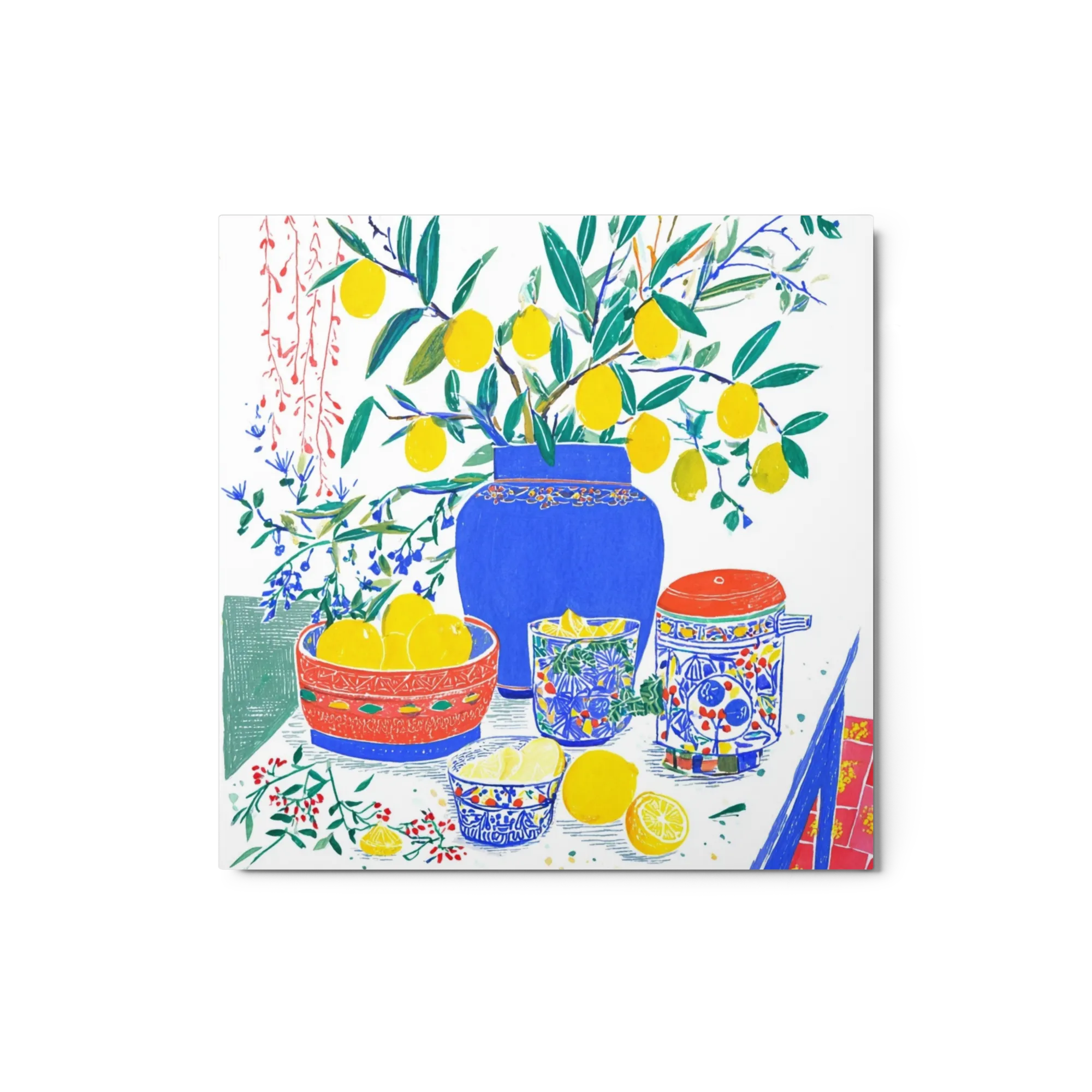 Citrus Still Life in Blue