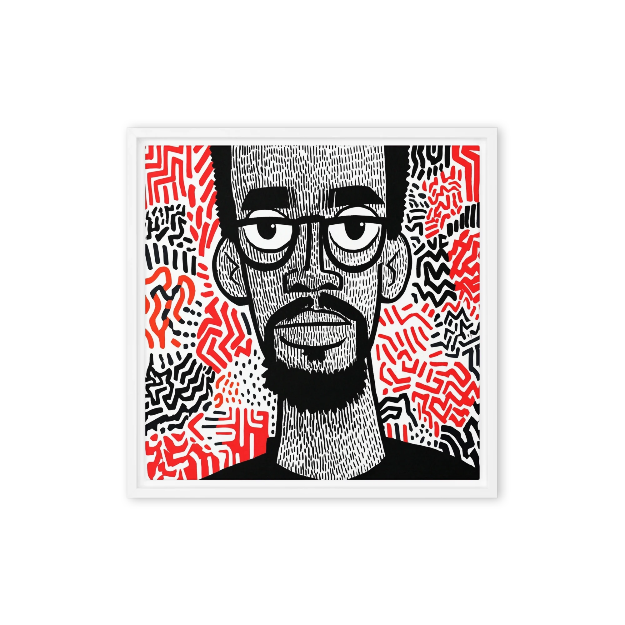 Linocut Man in Pattern
