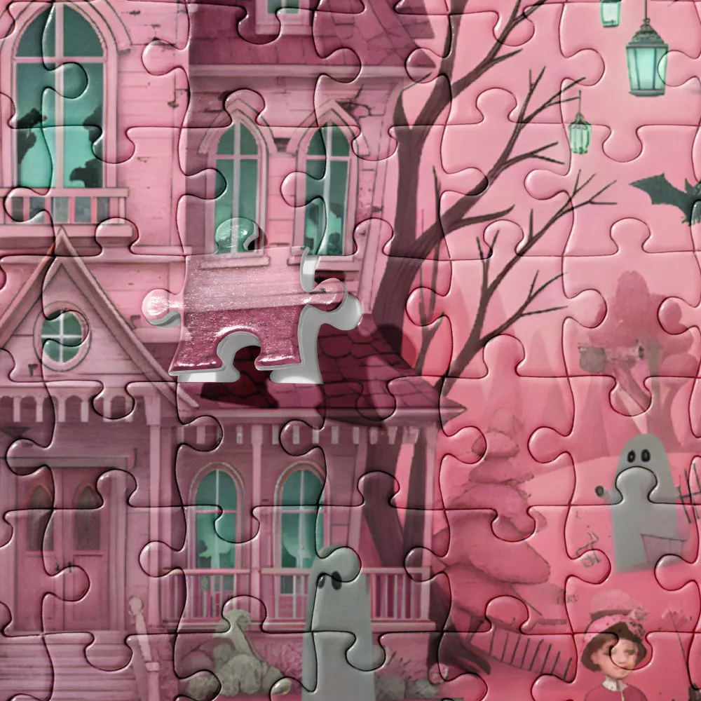 Whimsical Haunted Mansion 
 Jigsaw Puzzle in Tin Box