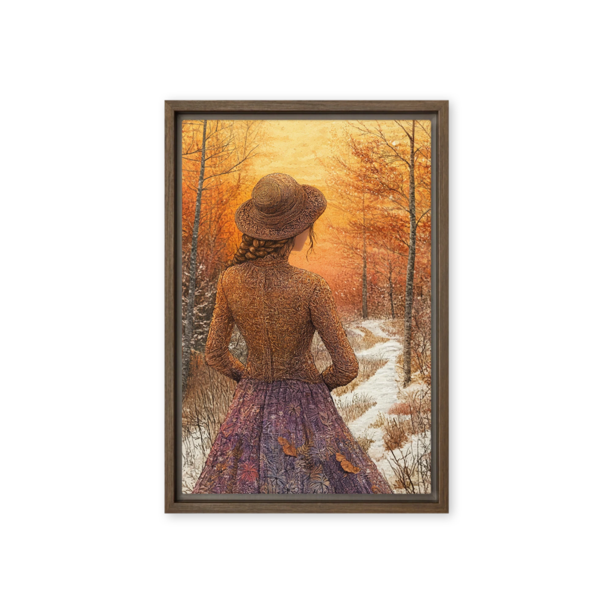 Ornate Female Figure in Autumn Landscape
