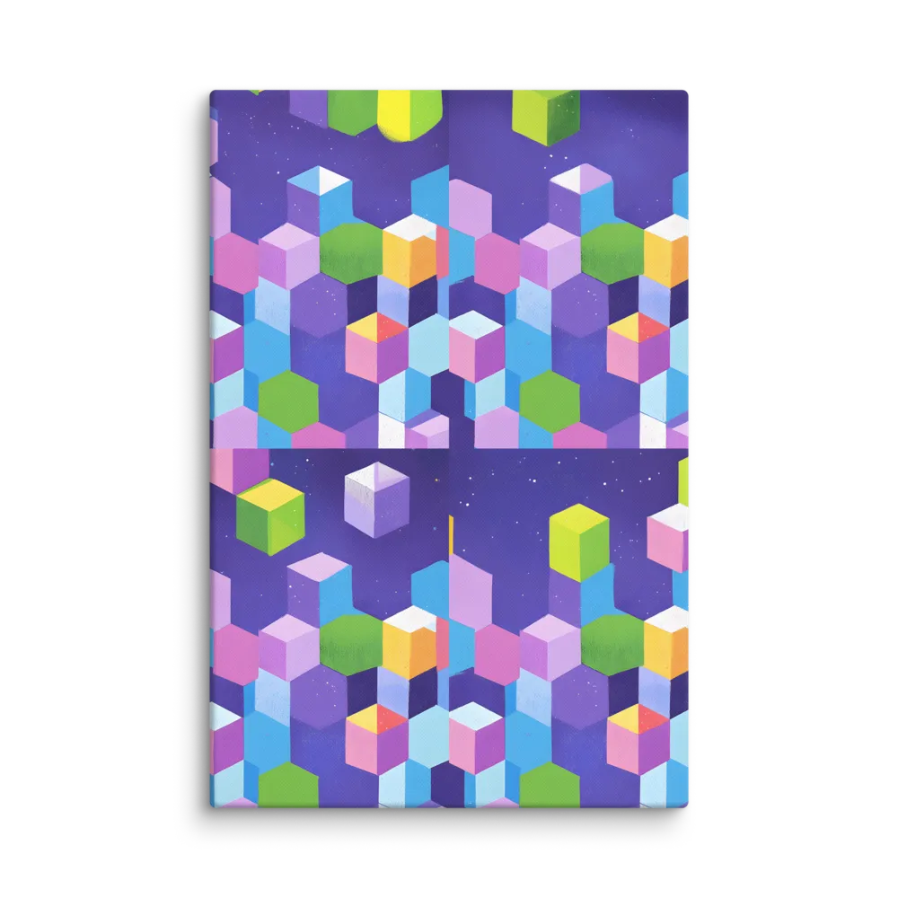 Colorful Isometric Cubes 
 Canvas | 28″x 28″