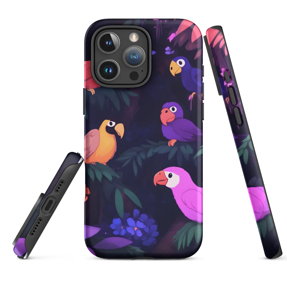 Colorful Parrots in Tropical Foliage