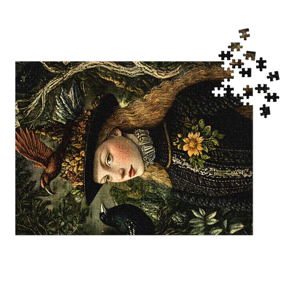 Retrato Mulher Floresta 
 Puzzle em caixa de metal