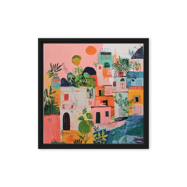 Mediterranean Sunlit Village | Art Print