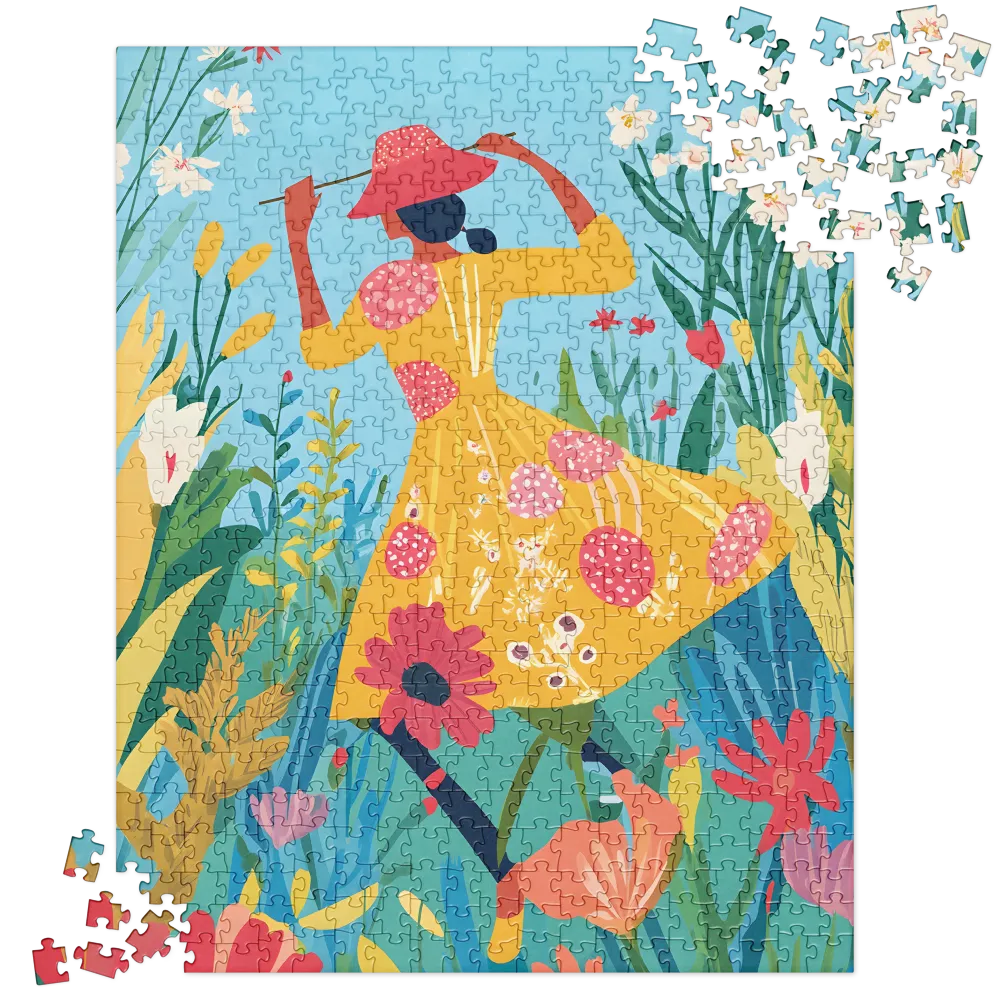 Painter in the Garden 
 Jigsaw Puzzle in Tin Box