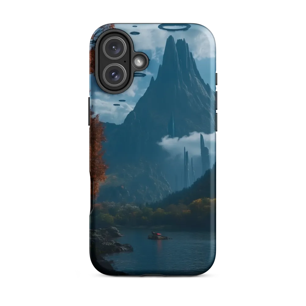 Surreal Mountain Landscape with UFOs | Phone Case