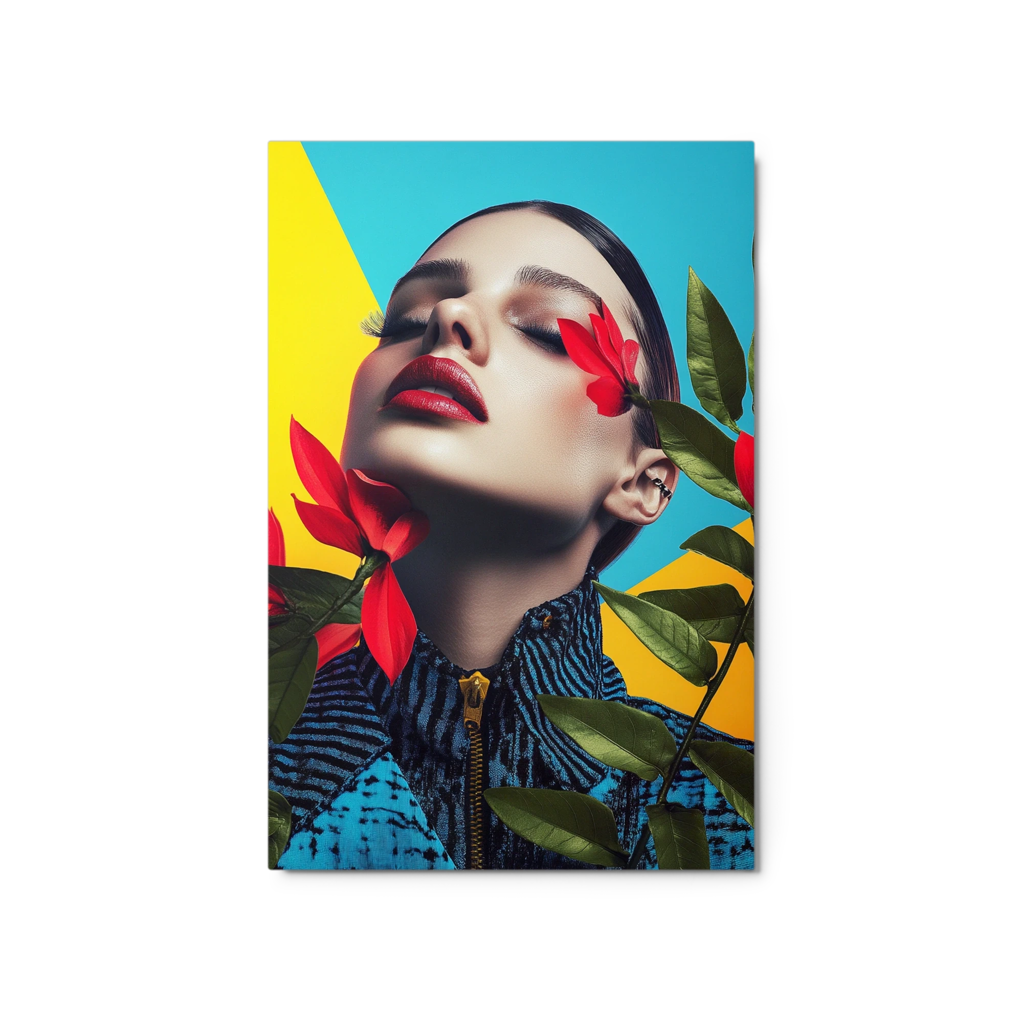 Bold Makeup Portrait with Flowers