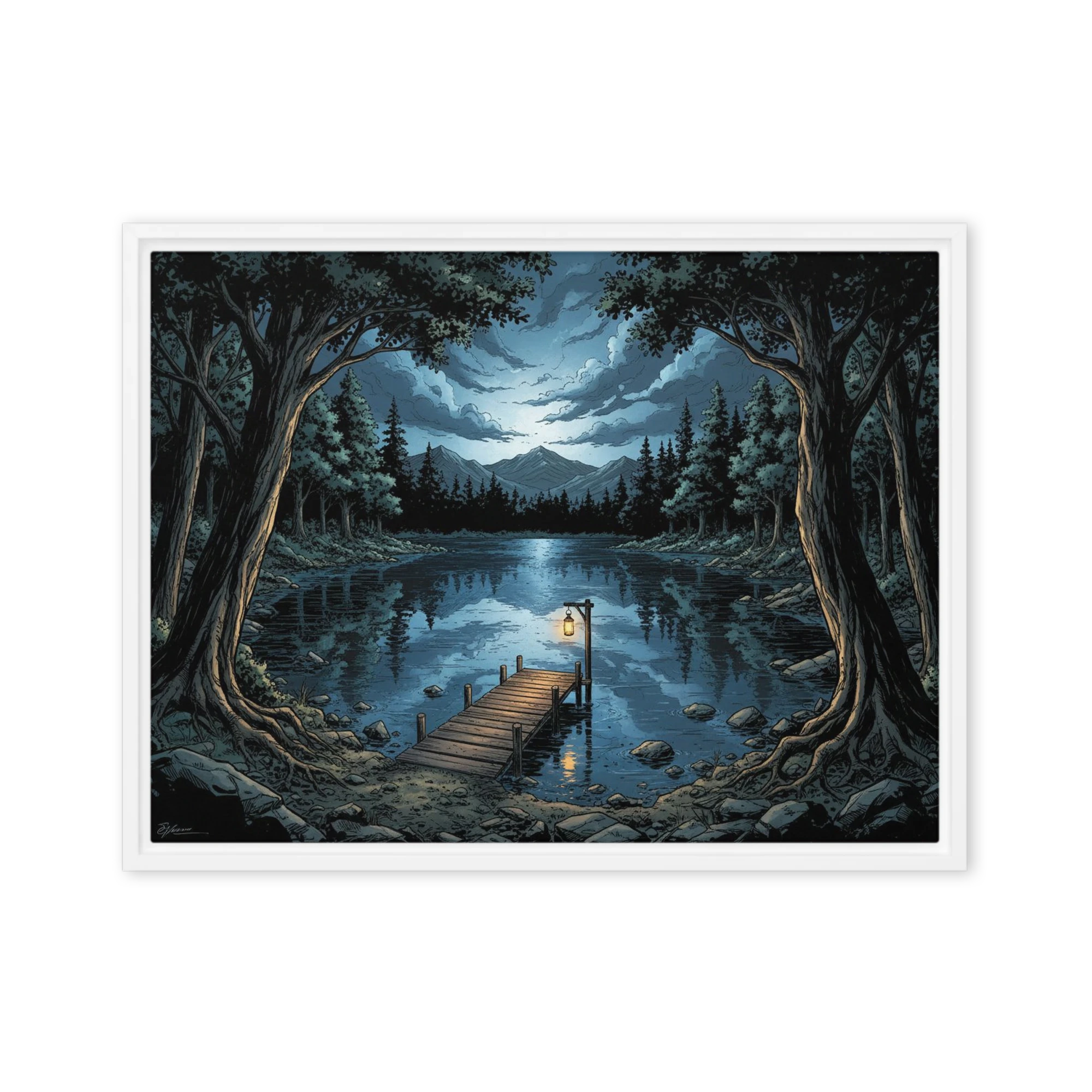 Serene Night Lake | Art Print