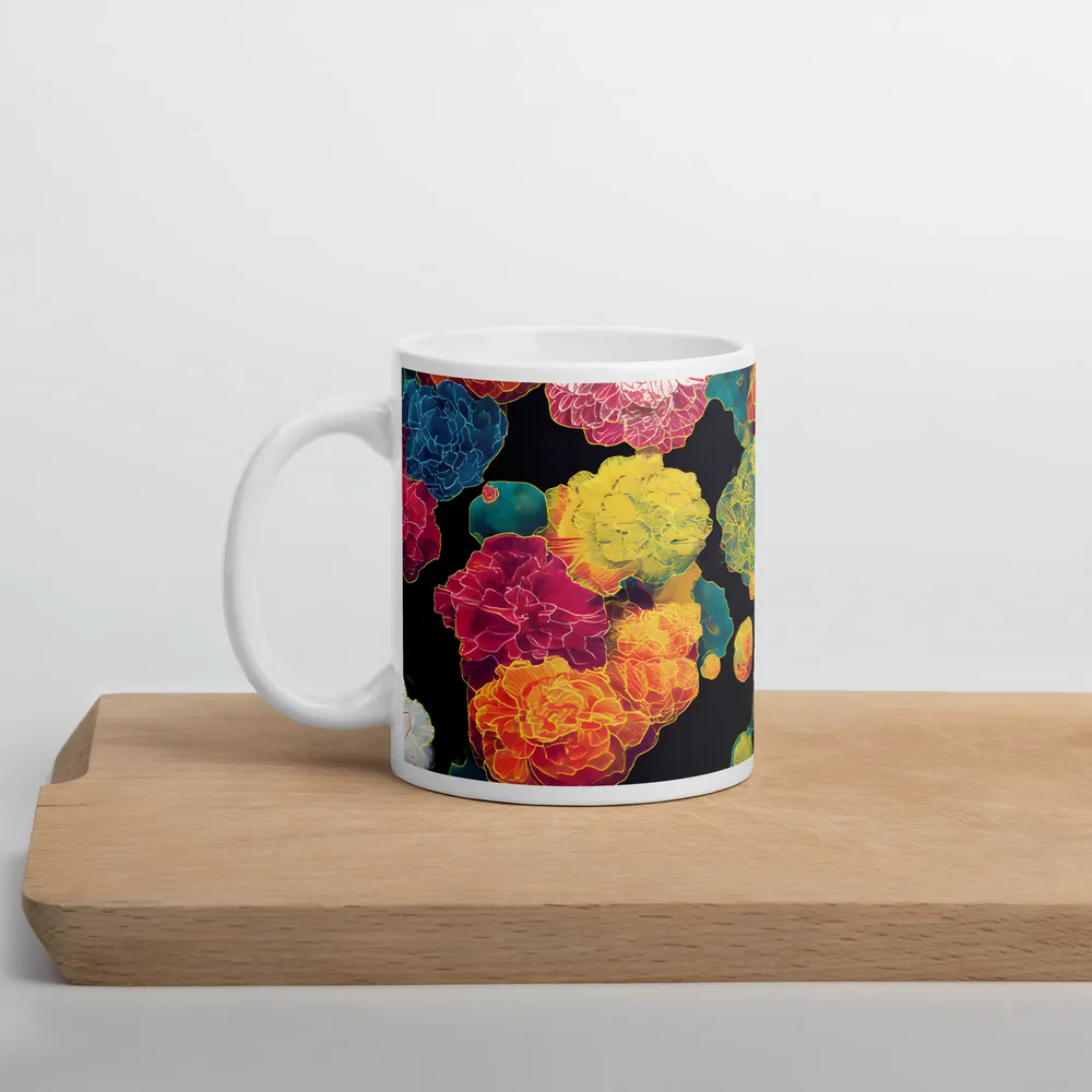 Neon Peony Tapestry | Mug with Black inside | 11 oz