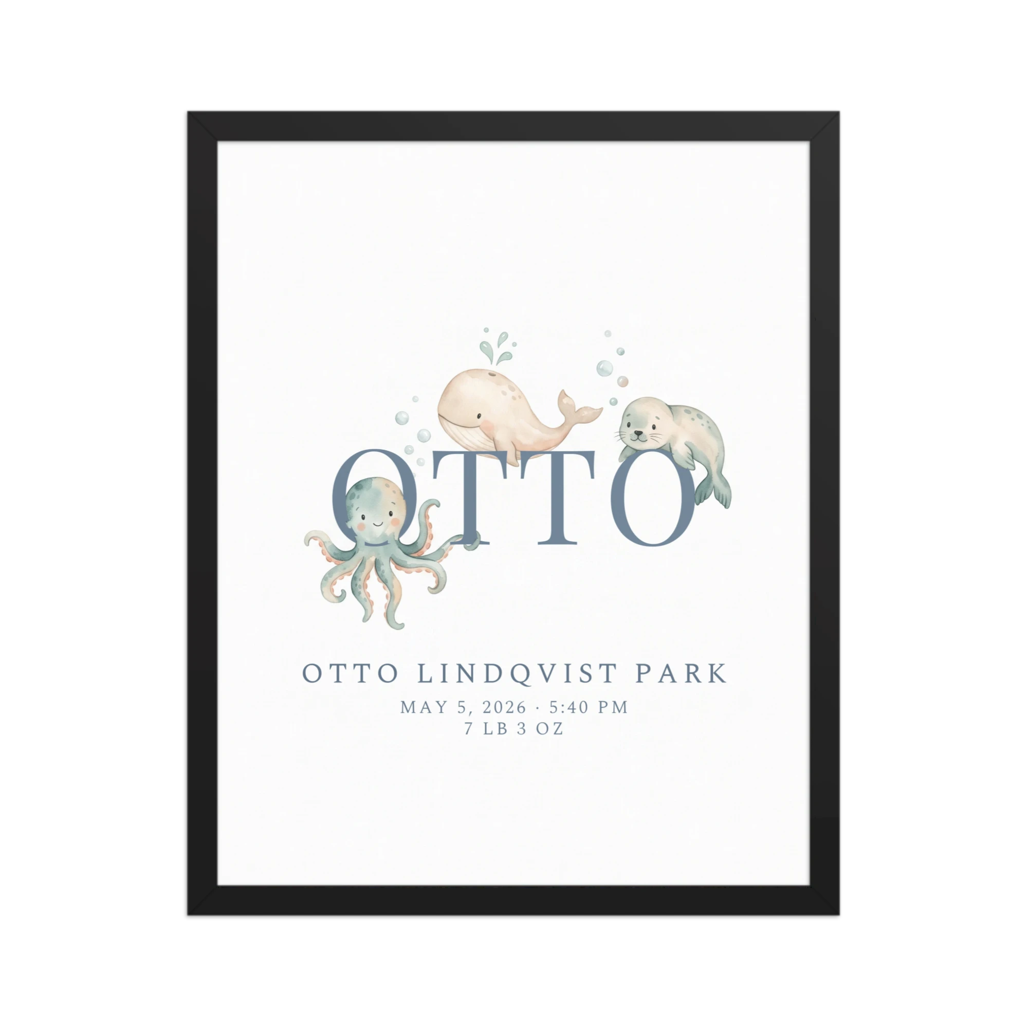 Ocean Animal Nursery Name Art — example
