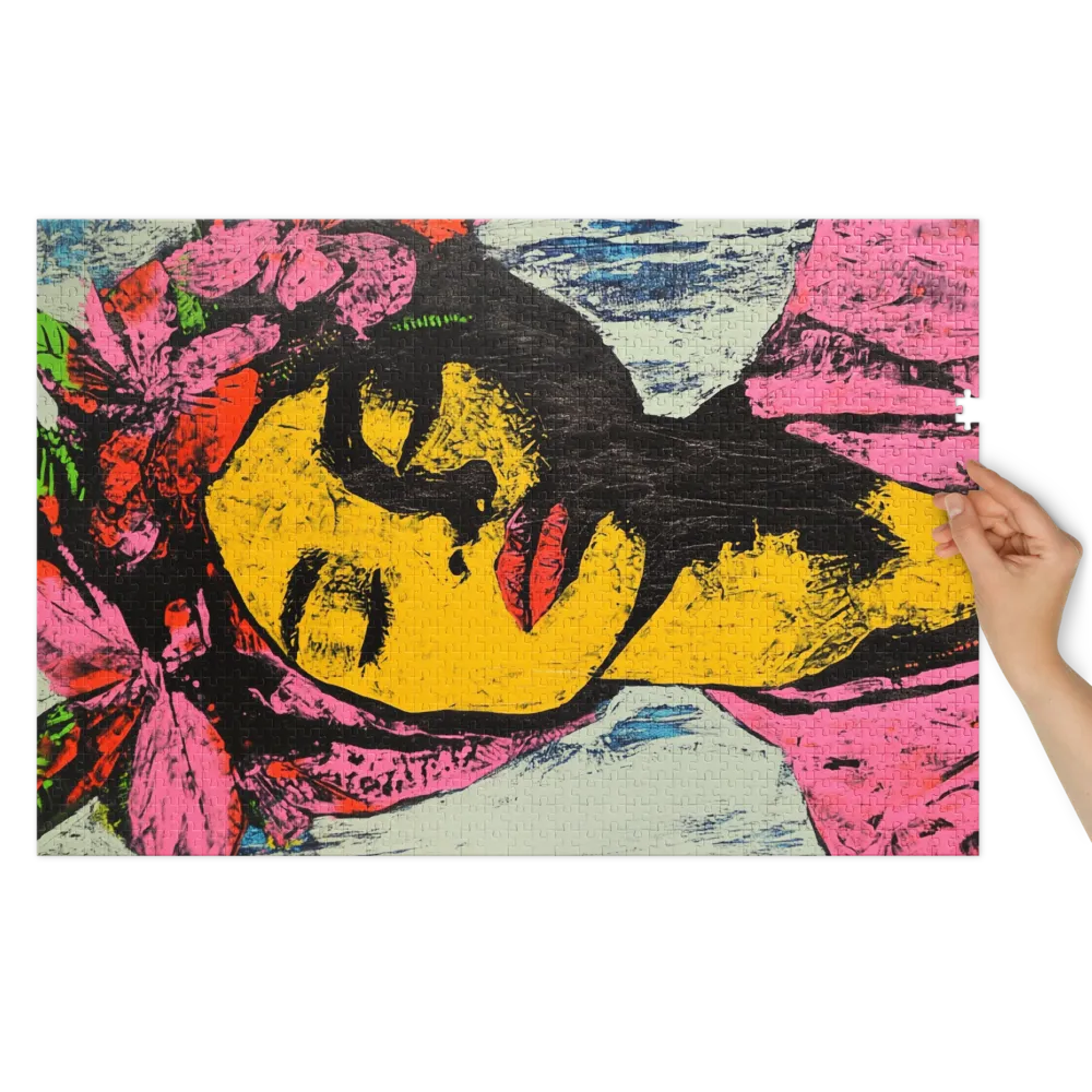 Retrato Turbante Floral 
 Puzzle em caixa de metal