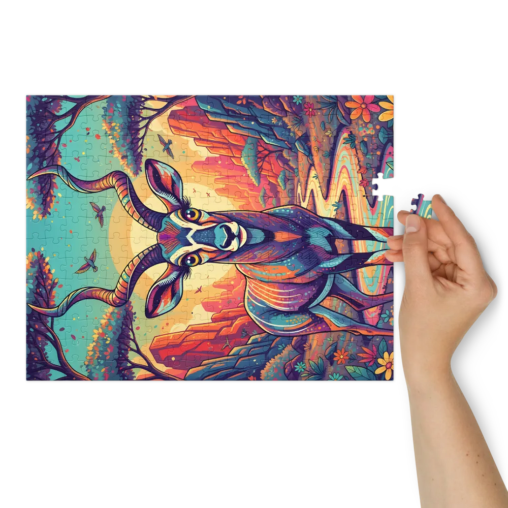 Turquoise Dawn — Horned Antelope | Jigsaw Puzzles