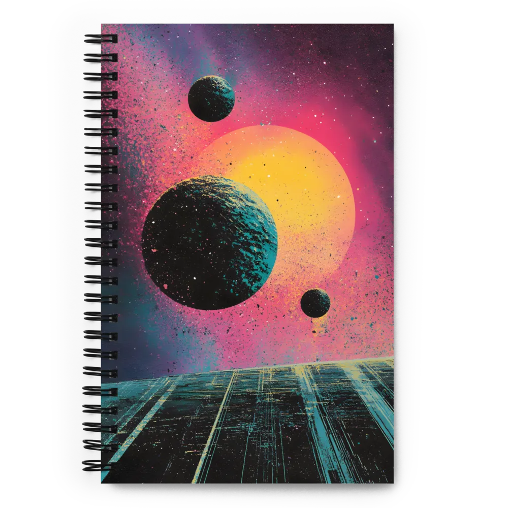 Retrofuturistic Cosmic Spray Art 
 Spiral Notebook | 140 pages