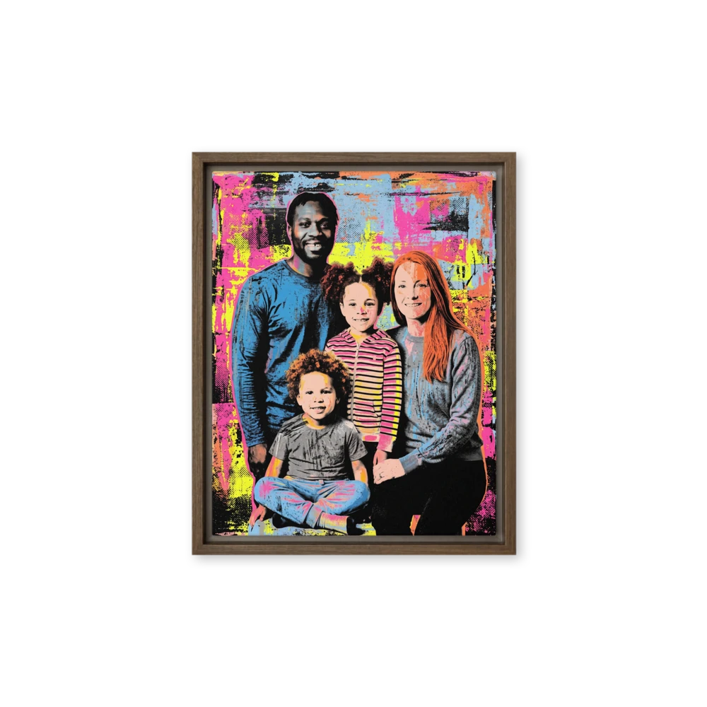 Family Portrait — Neon Linocut