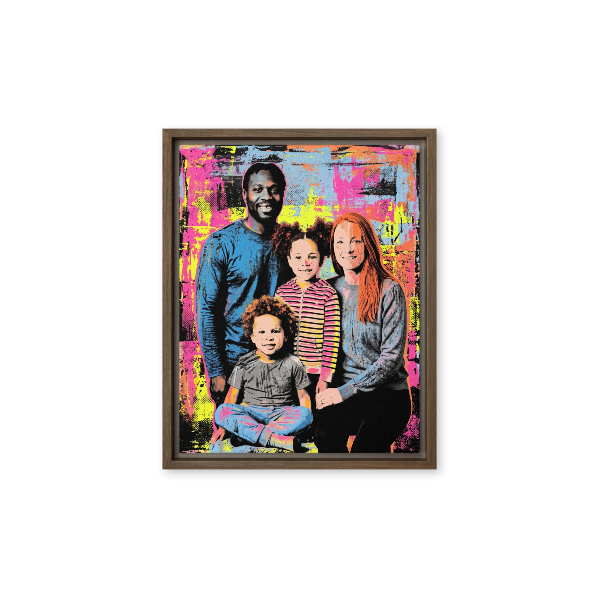Family Portrait — Neon Linocut