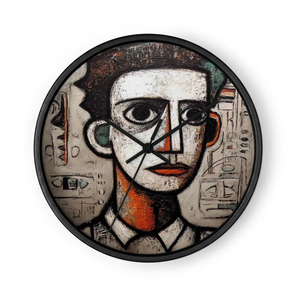 Totemic Neo-Expressionism Wall Clocks — Heavy Outline, Rough Plaster