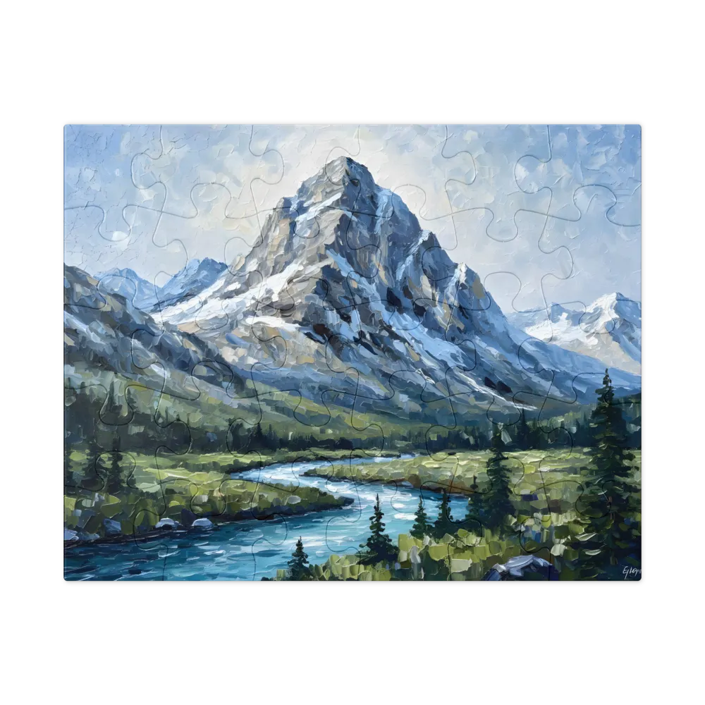 Alpine River Flow 
 Jigsaw Puzzle in Tin Box
