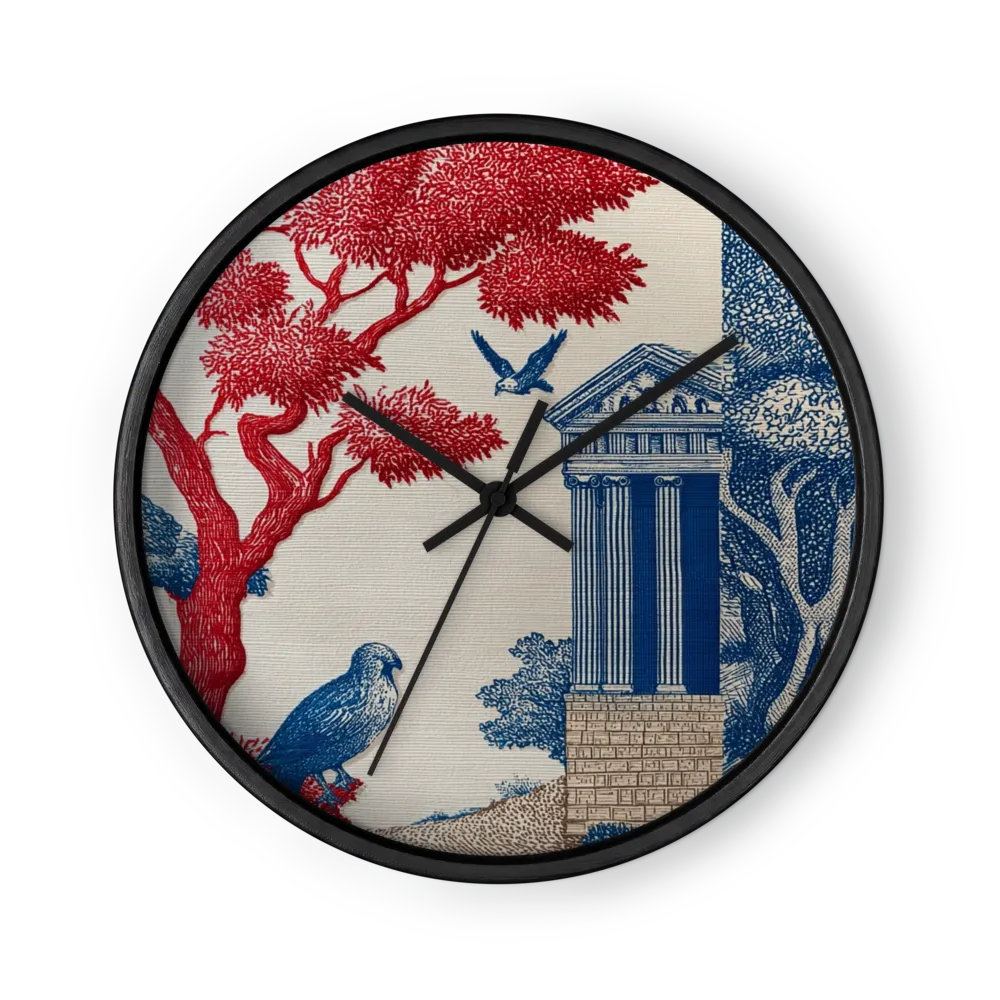 Classical Temple and Birds | Wall Clock