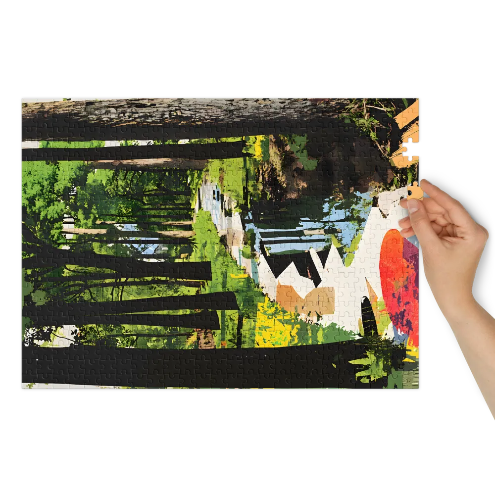 Abstract Forest Path 
 Jigsaw Puzzle in Tin Box