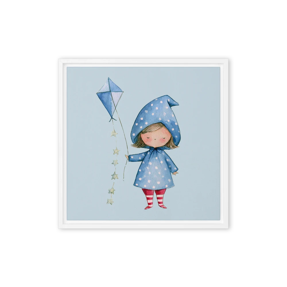 Girl with Blue Kite | Art Print