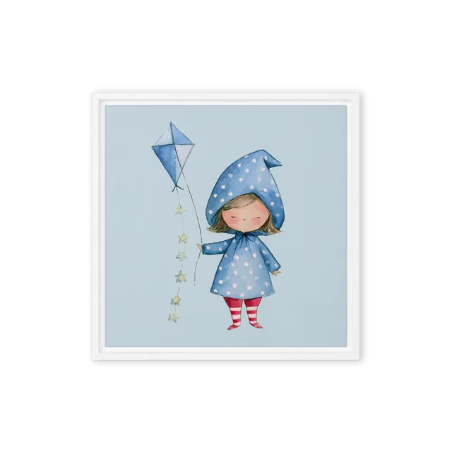 Girl with Blue Kite | Art Print