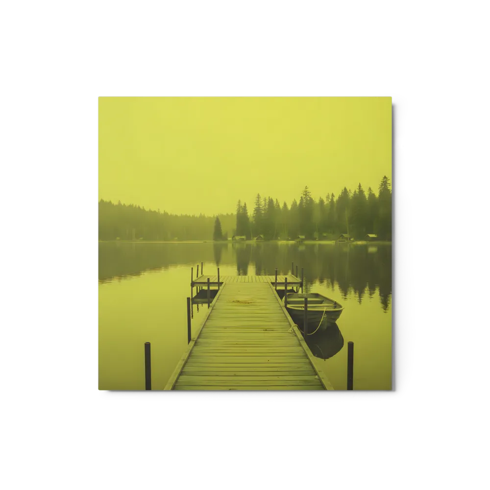 Misty Lake in Yellow Hues 
 Canvas | 8″x 8″