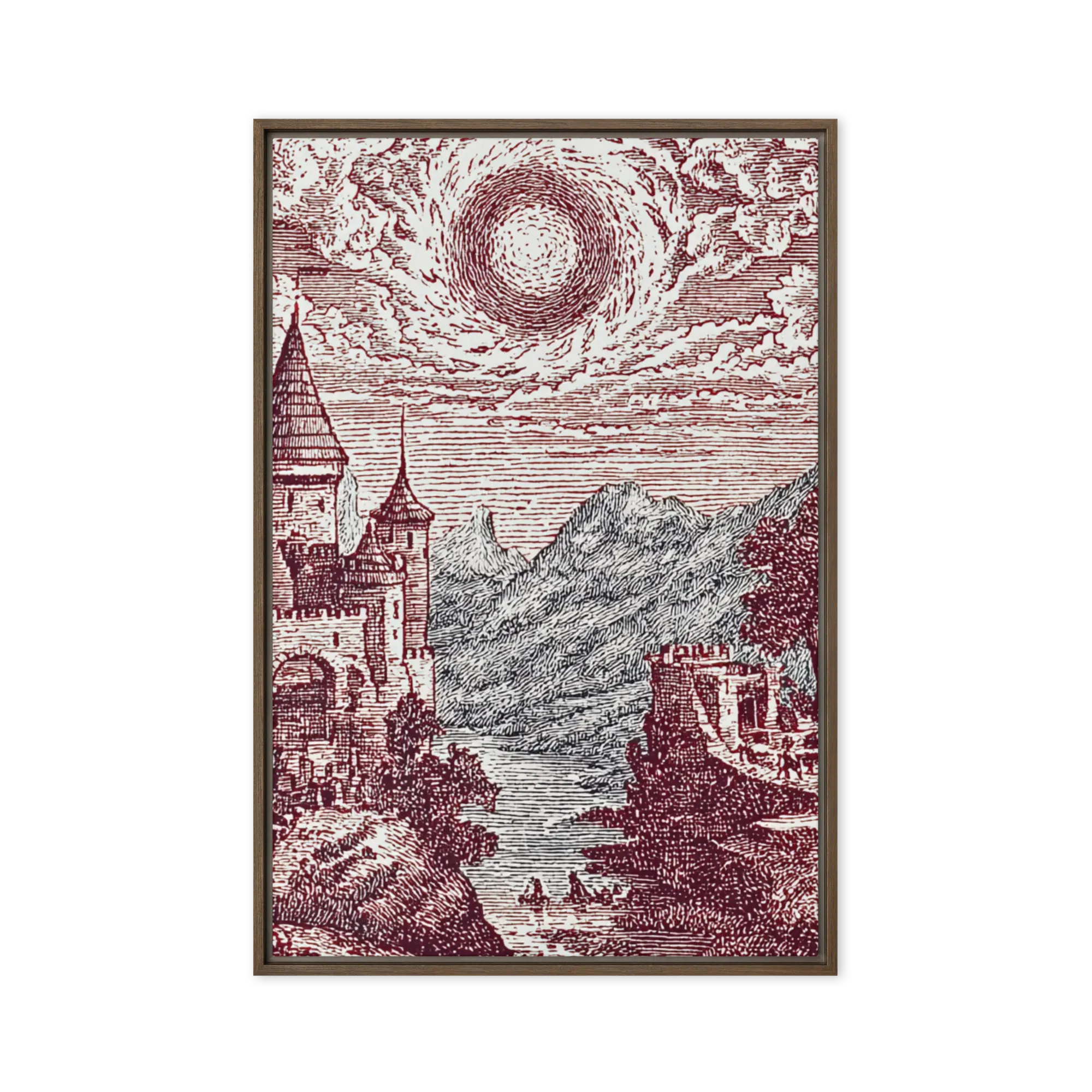 Fine-line copperplate etching in crimson — Copperplate grooves and acid