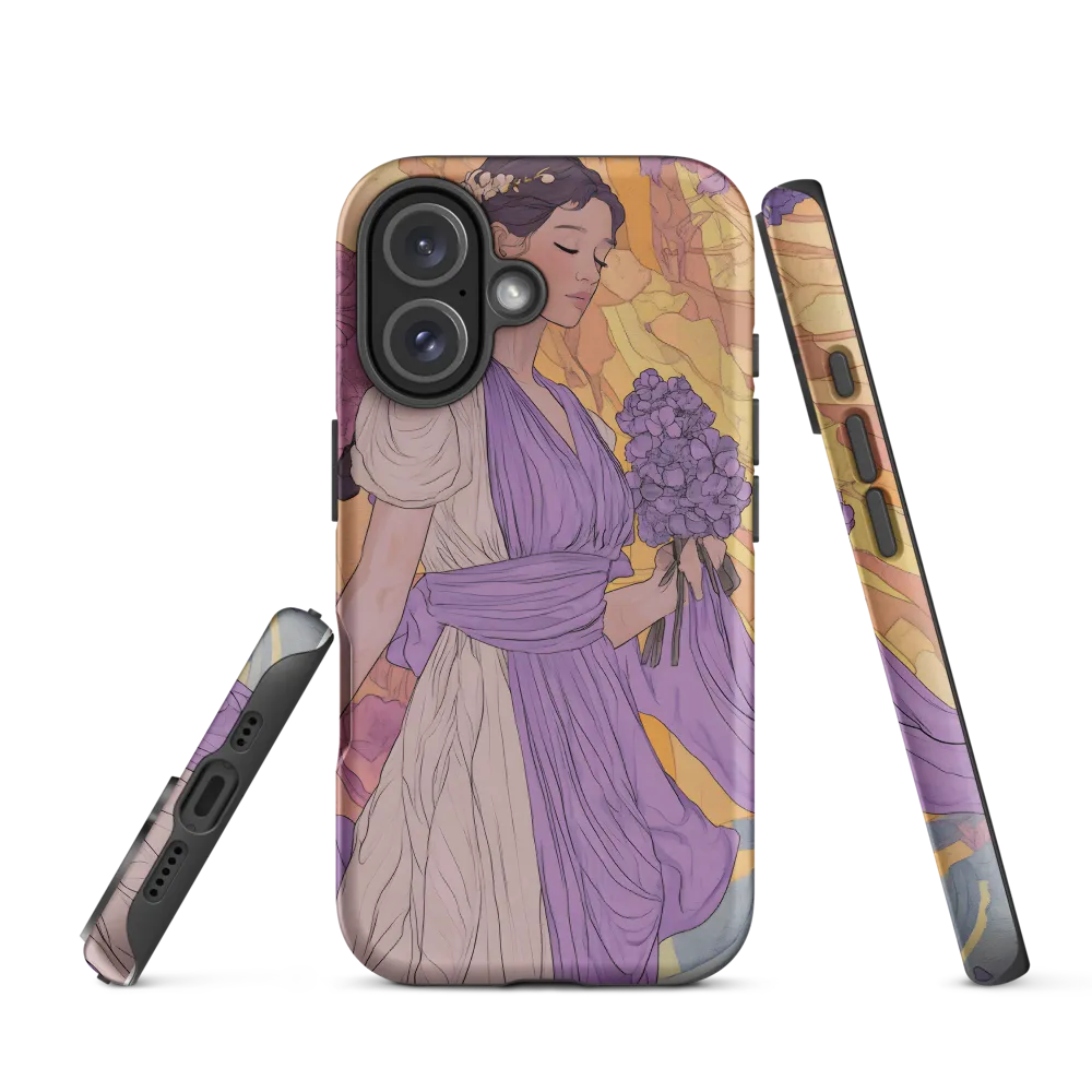 Illustration of Woman Holding Flowers | Phone Case