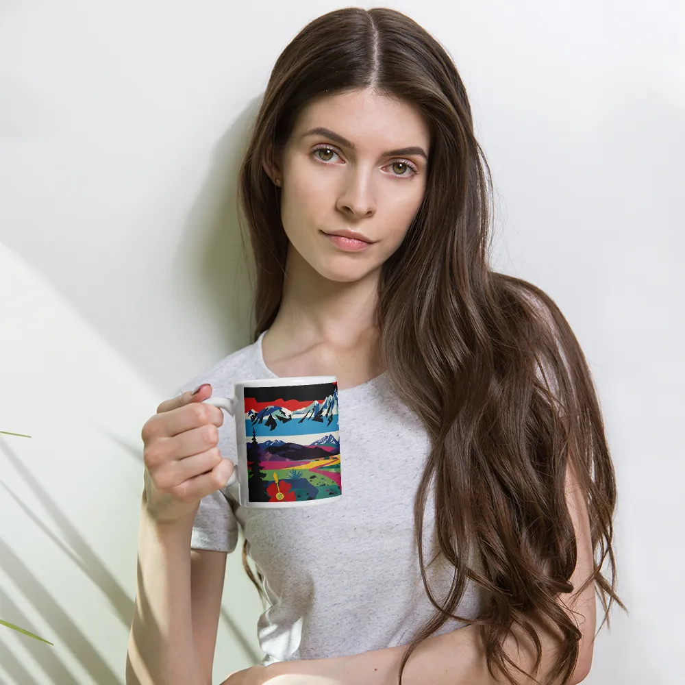 Prismatic Mountain Poster 
 Mug with Red inside | 15 oz