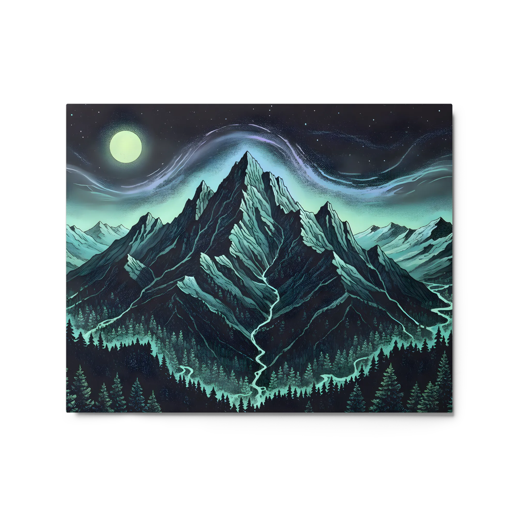 Stippled Mountain Aurora 
 Canvas | 12″x 18″